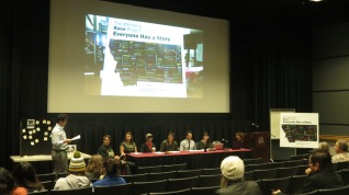 Photo showing student panel at the presentation of the 6 word essays.
